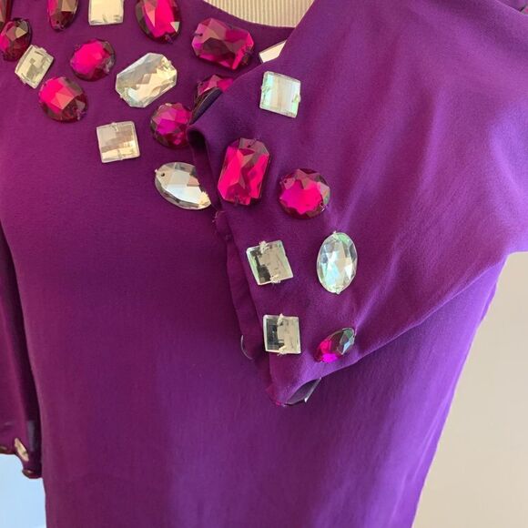 Roberta Freymann 100% Silk Purple Shift Dress Sz M - Picture 3 of 7